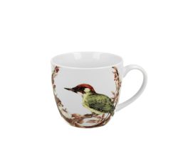 DUO ANIMALS Becher 460 ml PAINTED WOODPECKER in Tragetasche, New Bone China Porzellan