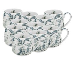 10er SET DUO ART GALLERY Fassbecher 430 ml ORIENT BLUE New Bone China Porzellan