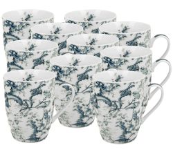 10er SET DUO ART GALLERY Klassischer Becher 360 ml ORIENT BLUE New Bone China Porzellan