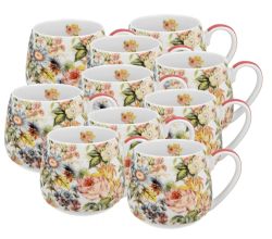 10er SET DUO FLORAL Fassbecher 430 ml BLANCA New Bone China Porzellan