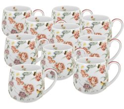 10er SET DUO FLORAL Fassbecher 430 ml MILAGROS New Bone China Porzellan