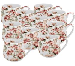 10er SET DUO FLORAL Fassbecher 430 ml NOEMI WHITE New Bone China Porzellan
