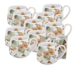 10er SET DUO FLORAL Fassbecher 430 ml YVONNE New Bone China Porzellan