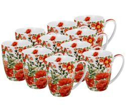 10er SET DUO FLORAL Klassischer Becher 360 ml FELICITY New Bone China Porzellan