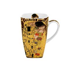 DUO ART GALLERY Klassischer Becher 630 ml THE KISS BROWN New Bone China Porzellan