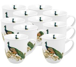 10er SET DUO World of Birds Becher 400 ml PEACOCK New Bone China Porzellan