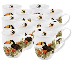 10er SET DUO World of Birds Becher 400 ml TOUCAN New Bone China Porzellan