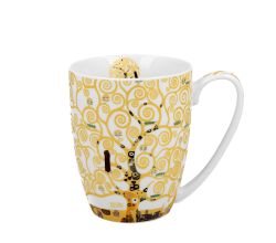 DUO ART GALLERY Klassischer Becher 360 ml TREE OF LIFE Ecru inspired by Gustav Klimt New Bone China Porzellan
