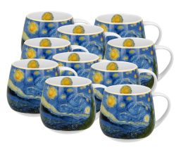 10er SET DUO ART GALLERY Fassbecher 430 ml STARRY NIGHT inspired by Van Gogh New Bone China Porzellan