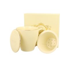 DUO ECRU Becher 430 ml ICE CREAM mit Teesieb, New Bone China Porzellan