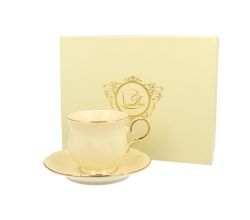 DUO ECRU Tasse 260 ml CLARK mit Untertasse, New Bone China Porzellan