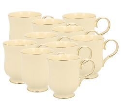 10er SET DUO ECRU Becher 450 ml CLARK New Bone China Porzellan