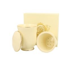 DUO ECRU Becher 450 ml CLARK mit Teesieb, New Bone China Porzellan