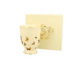 DUO ECRU Becher 400 ml BUTTERFLIES New Bone China Porzellan