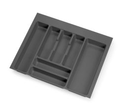 emuca Besteckeinsatz Optima für Schrankbreite 60 cm, Rand schneidbar (B 504-536 x T 418-482), Kunststoff, Anthrazitgrau