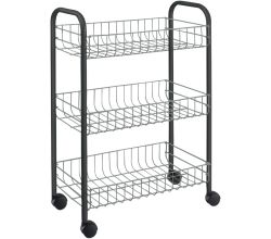 METALTEX 938000026 Sprinter Allzweckwagen mit 3 Etagen, silber/schwarz / Rollregal, Höhe 61 cm