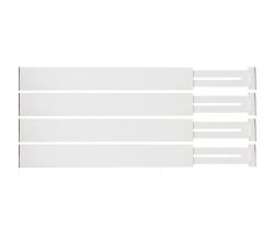 RUHHY 25632 Schubladenorganisator weiß, 4er Pack, Länge einstellbar von 42 bis 56 cm / Schubladentrenner