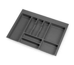 emuca Besteckeinsatz Optima für Schrankbreite 70 cm, Rand schneidbar (B 604-636 x T 418-482), Kunststoff, Anthrazitgrau