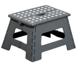 KESPER 70635 Klapptritt aus Kunststoff, grau, 35 x 27 x 22 cm / Hocker / Klappstiege