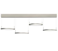 Plate 4 LED Pendelleuchte 4-fach Aluminium Edelstahlfarbig eloxiert mit Acrylglas satiniert / Hängeleuchte / Tischleuchte