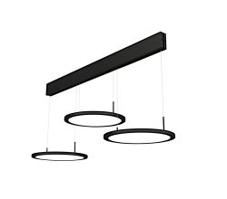 Plate 3 LED Pendelleuchte 3-fach aus Aluminium schwarz matt mit Acrylglas satiniert / Hängeleuchte / Tischleuchte