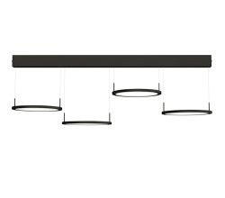 Plate 4 LED Pendelleuchte 4-fach aus Aluminium schwarz matt mit Acrylglas satiniert / Hängeleuchte / Tischleuchte
