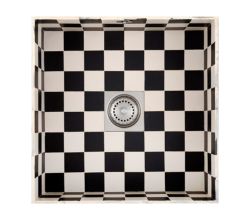 CARESSI CATO4040 Edelstahl Spüle mit Fliesen, weiß/schwarz / ab 50 cm Schrankbreite / Unterbauspüle