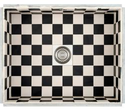 CARESSI CATO5040 Edelstahl Spüle mit Fliesen, weiß/schwarz / ab 60 cm Schrankbreite / Unterbauspüle