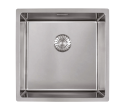 CARESSI 1-Becken Spüle CABLPP40R10 ohne Hahnbank, Edelstahl / ab 50 cm Schrankbreite / Auflage / Unterbau / flächenbündig