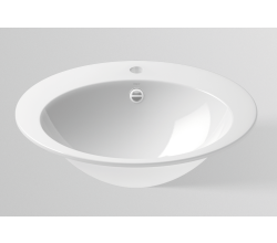 Alape EB.O600H Einbaubecken, oval, 600 x 500 mm, innen und außen glasiert, Weiß, mit Hahnloch und Überlauf / Waschtisch / Waschbecken