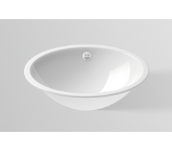Alape EB.O525 Einbaubecken, oval, 525 x 425 mm, innen und außen glasiert, Weiß, ohne Hahnloch, mit Überlauf / Waschtisch / Waschbecken