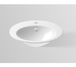 Alape EB.O500H Einbaubecken, oval, 500 x 400 mm, innen und außen glasiert, Weiß, mit Hahnloch und Überlauf / Waschtisch / Waschbecken