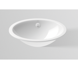 Alape EB.O425 Einbaubecken, oval, 425 x 325 mm, innen und außen glasiert, Weiß, ohne Hahnloch, mit Überlauf / Waschtisch / Waschbecken