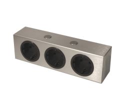 THEBO 175096 Steckdosenelement ST 3090 ST/3 in EDELSTAHL mit 3 Steckplätzen / Mehrfachsteckdose