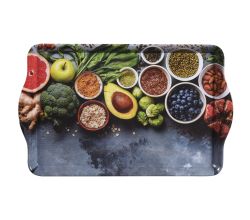 KESPER 77430 Serviertablett 48 x 30 x 3,5 cm, Melamin (MF), Motiv Healthy Kitchen