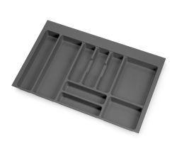 emuca Besteckeinsatz Optima für Schrankbreite 80 cm, Rand schneidbar (B 704-736 x T 418-482), Kunststoff, Anthrazitgrau