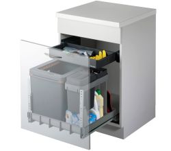 MÜLLEX Boxx 55/60-R BIO Abfallsystem inklusive Auszugssystem als Vollauszug, 47 (41+5+1) Liter / ab 55 cm Schrankbreite / 2-fach Trennung