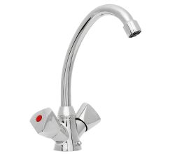 PUTEUS 80112 NIEDERDRUCK Armatur mit Schwenkauslauf und Hauben-Griffen / Waschtisch-Armatur