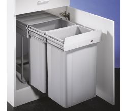 WESCO 757811-85 Abfallsorter 52 (2x26) Liter BIG DOUBLE ab 40 cm Schrankbreite / Traditionline Double-Master 485 S/400-2, alugrau