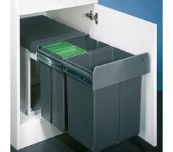 WESCO Abfallsorter 40 - 857721-11 (20 + 2x10) Liter BIO TRIO MAXI 40 DT inkl. Biodeckel, ab 40 cm Schrankbreite