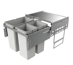 Abfallsorter COX® BASE 460 S/600-3 in HELLGRAU mit 53 (1 x 28/2 x 12,5) Liter Volumen / ab 60 cm