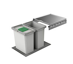 NABER COX® BOX 360 S/400-2 mit Biodeckel und 24 Liter Abfallvolumen für 40 cm Schrankbreite / Abfallsorter