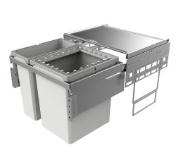 Abfallsorter COX Base 460 R/600-2 hellgrau mit 60 (1x39+1x21) Liter Volumen / Schrankbreite 60 cm / Abfalleimer / Abfallsammler