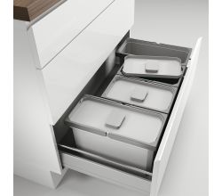 Abfallsorter Cox Box 220/900-4 hellgrau mit 4-fach Trennung für 90 cm Schrankbreite, 35 (2x10 u. 2x7,5) Liter / Abfalleimer / Mülleimer