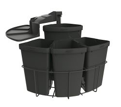 Abfallsorter CABBI-4 in ANTHRAZIT ohne Biodeckel / ab 50 cm Schrankbreite / Abfalleimer / Mülleimer / Schwenkeimer