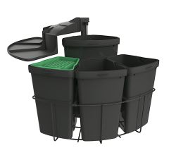 Abfallsorter CABBI-4 plus in ANTHRAZIT inkl. Bio-Deckel / ab 50 cm Schrankbreite / Abfalleimer / Mülleimer / Schwenkeimer