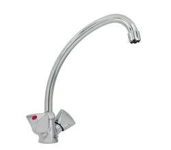 PUTEUS Armatur STANDARD in Chrom mit Schwenkauslauf und Kunststoff-Hauben-Griffen
