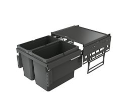 NABER Abfallsorter Cox® Base 360 S/500-2 Anthrazit mit 38 (22 + 16) Liter Volumen für 50 cm Schrankbreite