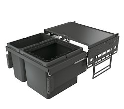 NABER COX® BASE 360 R/600-2 Abfallsorter in ANTHRAZIT 45 (1x29+1x16) Liter Volumen / ab 60 cm Schrankbreite