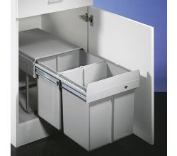 WESCO Abfallsorter 32 (2x16) Liter DOUBLE 2 DS inkl. Rollwagen DS, ab 40 cm Schrankbreite